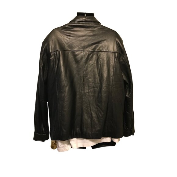 Jhane Barnes Men's Soft Black Leather Full Zip Jacket Coat - Picture 2 of 10